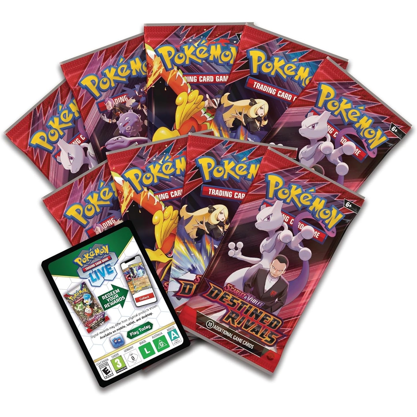 Pokémon Scarlet & Violet Destined Rivals Elite Trainer Box with booster packs, exclusive cards, and accessories