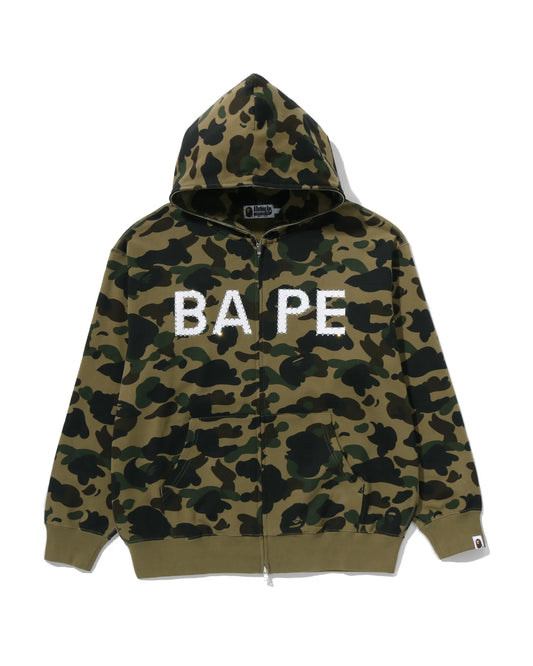 BAPE 1ST Camo BAPE Logo Rhinestone Relaxed Fit Full Zip Hoodie 'Green'
