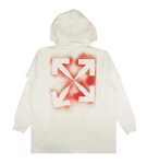 OFFF-WHITE STENCIL DOUBLE TEE HOODIE WHITE RED