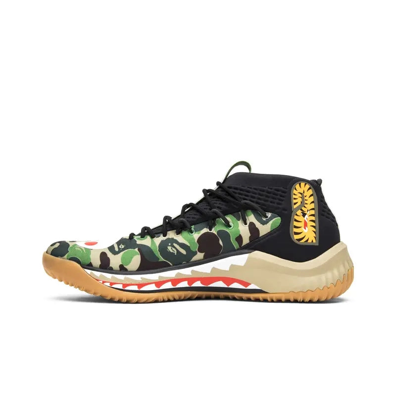 100% authentic Bape Dame 4 sneakers. Pre-owned, no box. Shipped from NZ with AU shipping. Streetwear collab by BAPE & Damian Lillard—rare find for collectors.