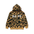 BAPE 1ST Camo BAPE Logo Rhinestone Relaxed Fit Full Zip Hoodie Yellow