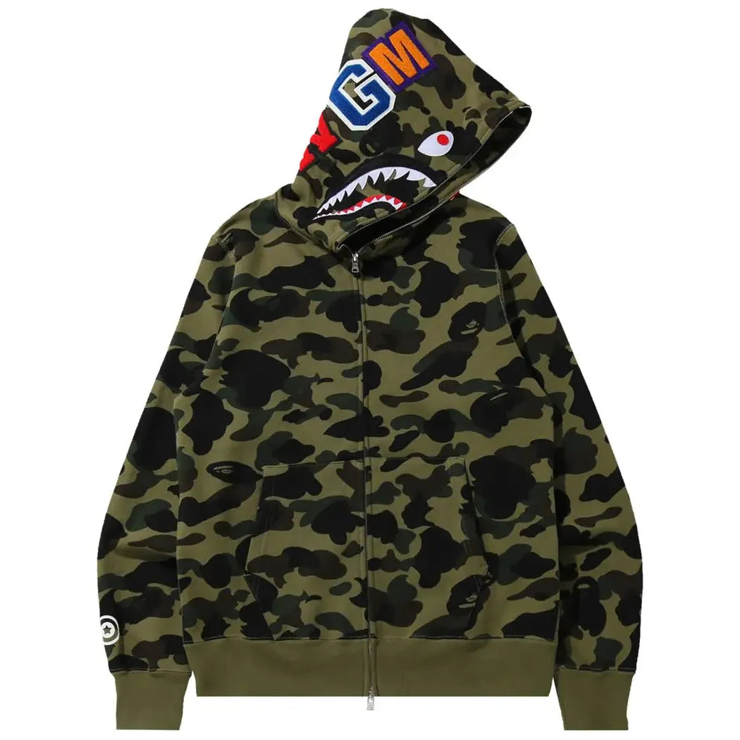 BAPE 1st Camo Shark Full Zip Hoodie 'Green'