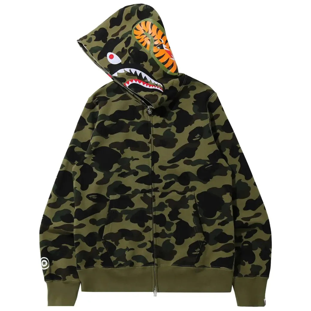 BAPE 1st Camo Shark Full Zip Hoodie 'Green'