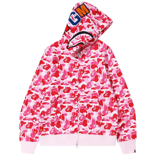 BAPE ABC Camo Shark Full Zip Hoodie 'Pink'