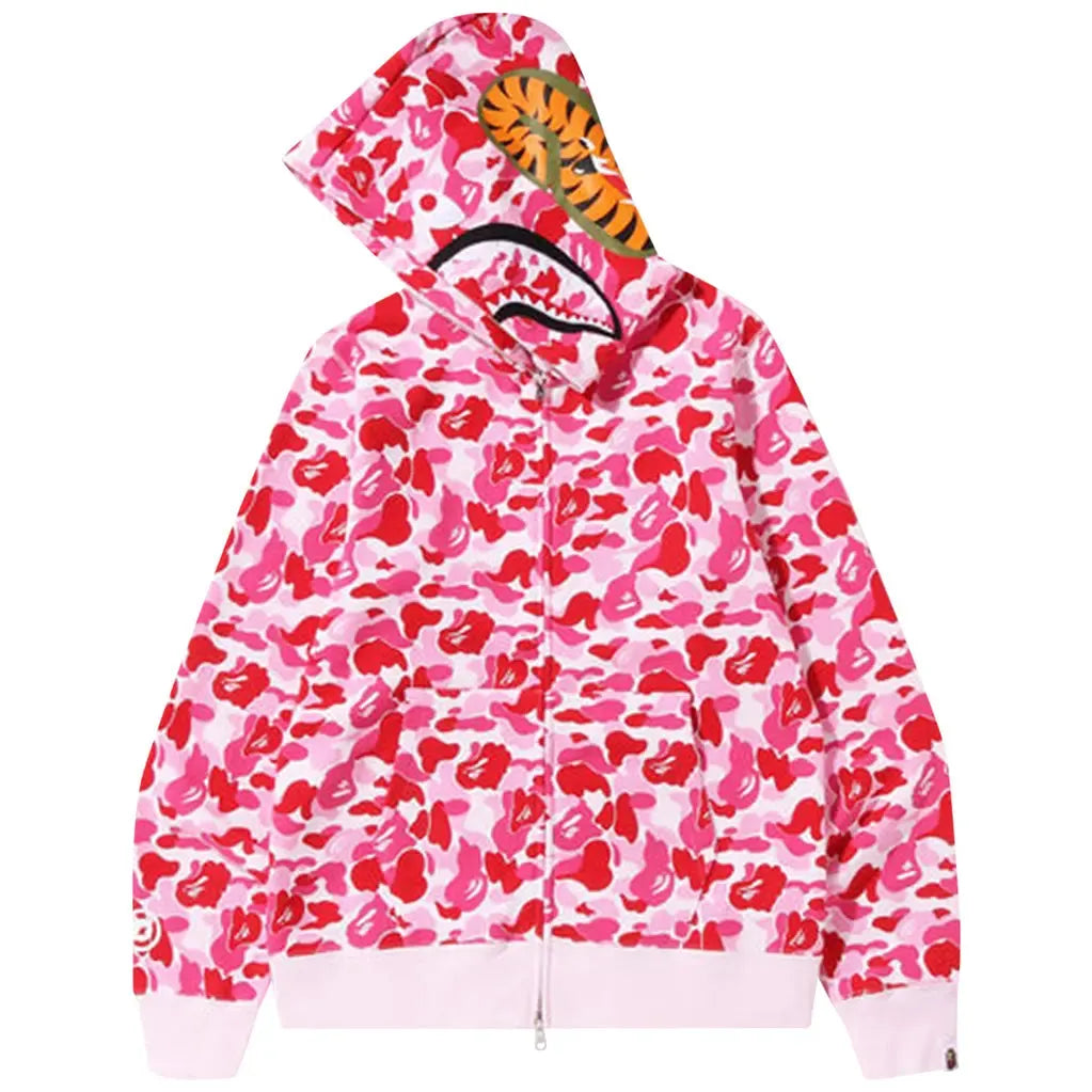 BAPE ABC Camo Shark Full Zip Hoodie 'Pink'