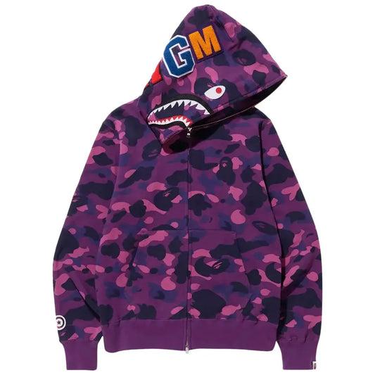 BAPE Color Camo Shark Full Zip Hoodie 'Purple'