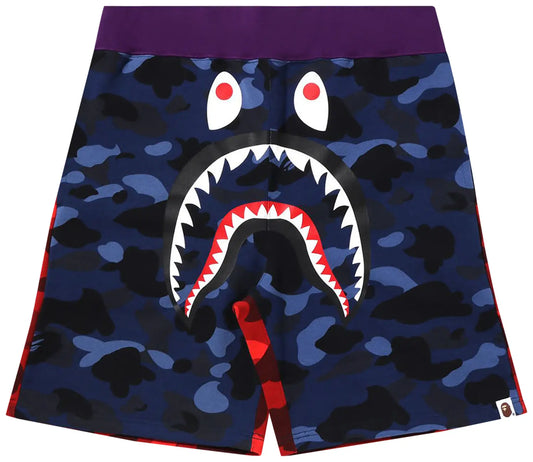 BAPE Crazy Camo Shark Sweat Shorts 'Blue'