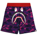 BAPE Crazy Camo Shark Sweat Shorts Purple