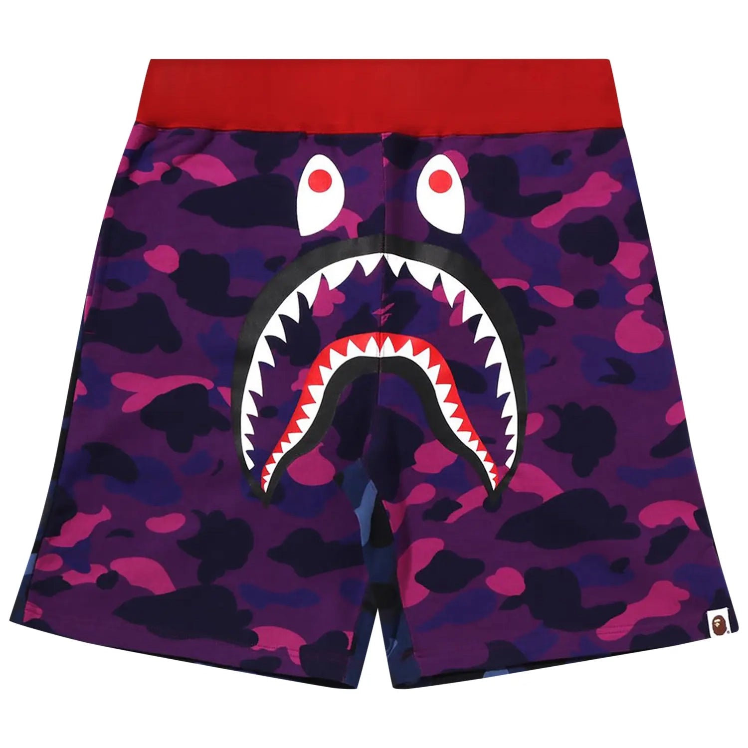 BAPE Crazy Camo Shark Sweat Shorts Purple
