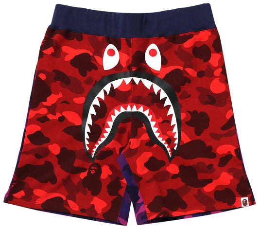 BAPE Crazy Camo Shark Sweat Shorts 'Red'