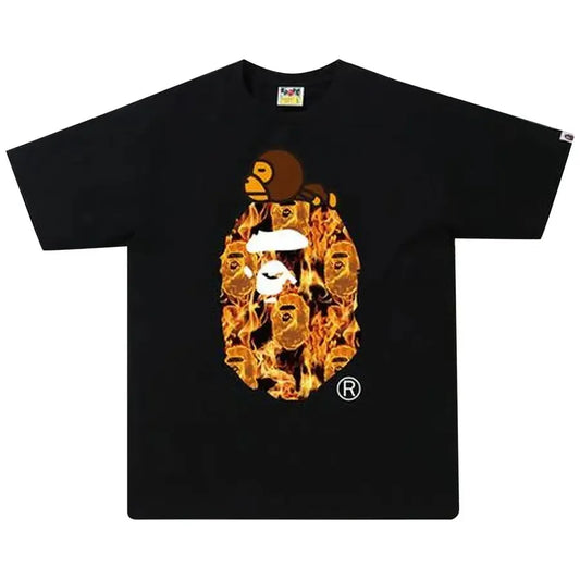 BAPE Flame Milo On Big Ape Tee 'Black/Orange'