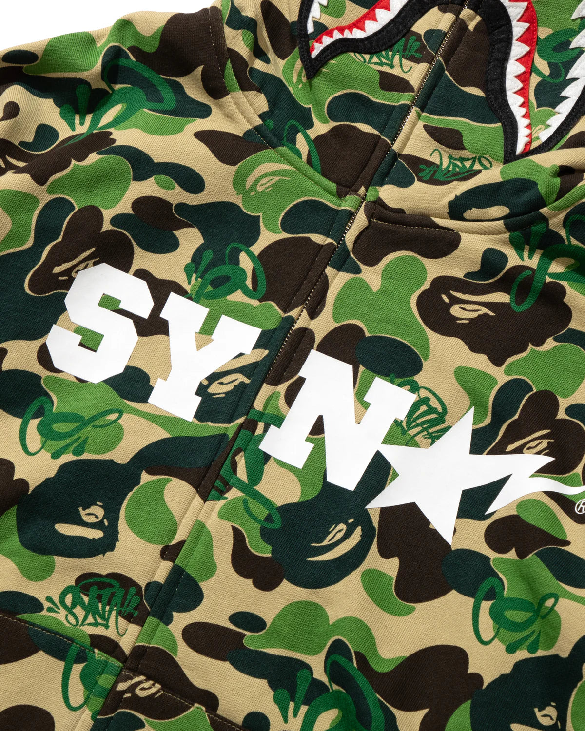 BAPE X Spotify X SYNA By Central Cee Shark Full Zip Hoodie Green