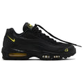 Corteiz x Nike Air Max 95 SP 'Honey Blacks' sneaker with black leather upper, yellow branding accents, and visible yellow-tinted Max Air cushioning