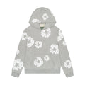 Denim Tears Cotton Wreath Sweatshirt in Grey with puff-printed wreath design, soft cotton build, and relaxed fit for versatile streetwear style