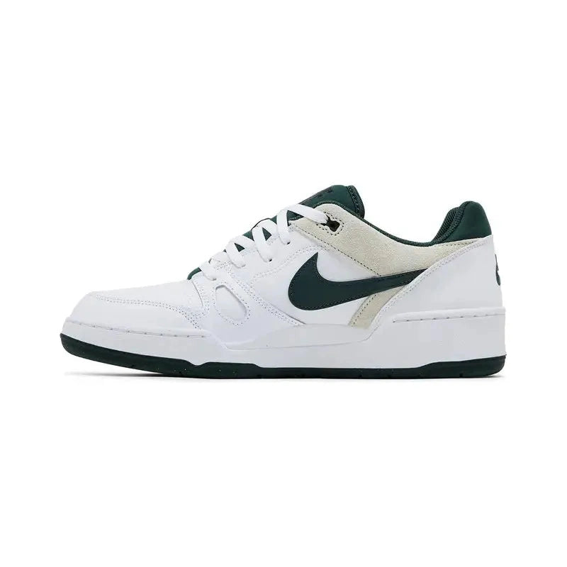 Nike Full Force Low 'Vintage Green' sneakers with white leather upper, vintage green accents, and retro basketball-inspired low-top silhouette