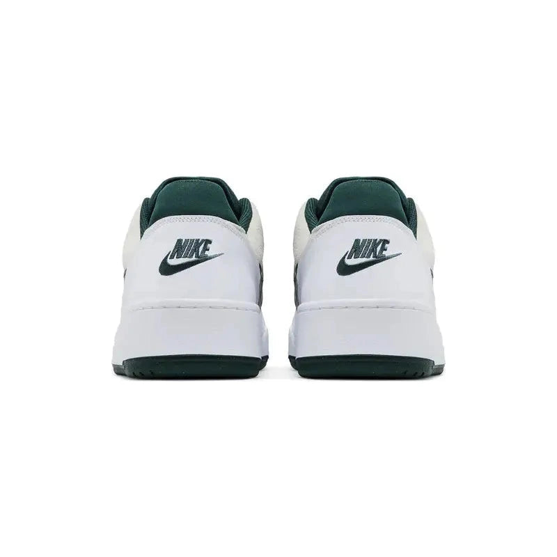 Nike Full Force Low 'Vintage Green' sneakers with white leather upper, vintage green accents, and retro basketball-inspired low-top silhouette