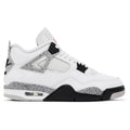 Jordan 4 Retro White Cement (2025) sneaker with white leather upper, cement grey accents, and classic silhouette designed for comfort and everyday wear