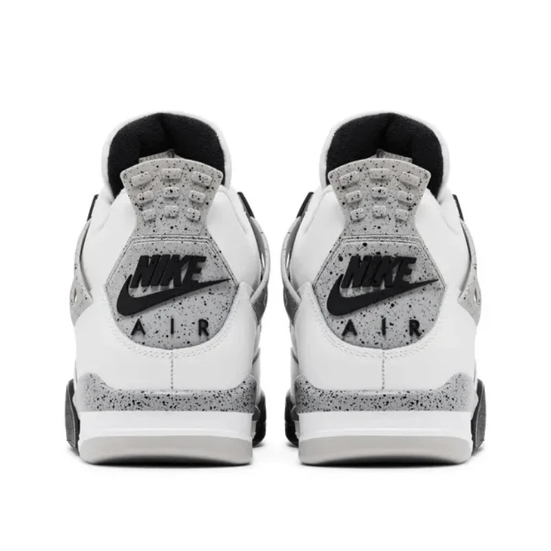 Jordan 4 Retro White Cement (2025) sneaker with white leather upper, cement grey accents, and classic silhouette designed for comfort and everyday wear