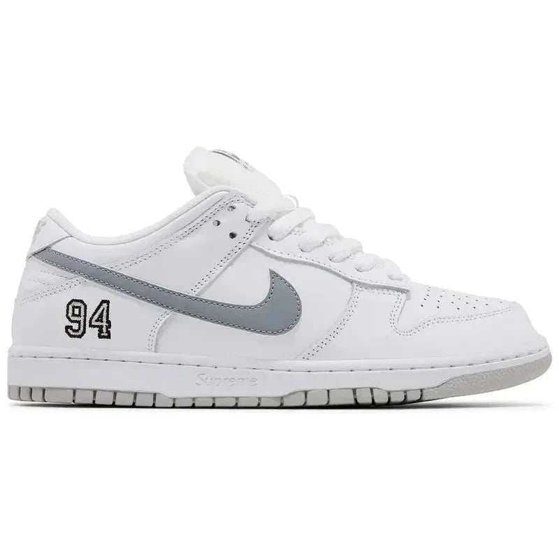 Nike SB Dunk Low Supreme 94 White Metallic Silver