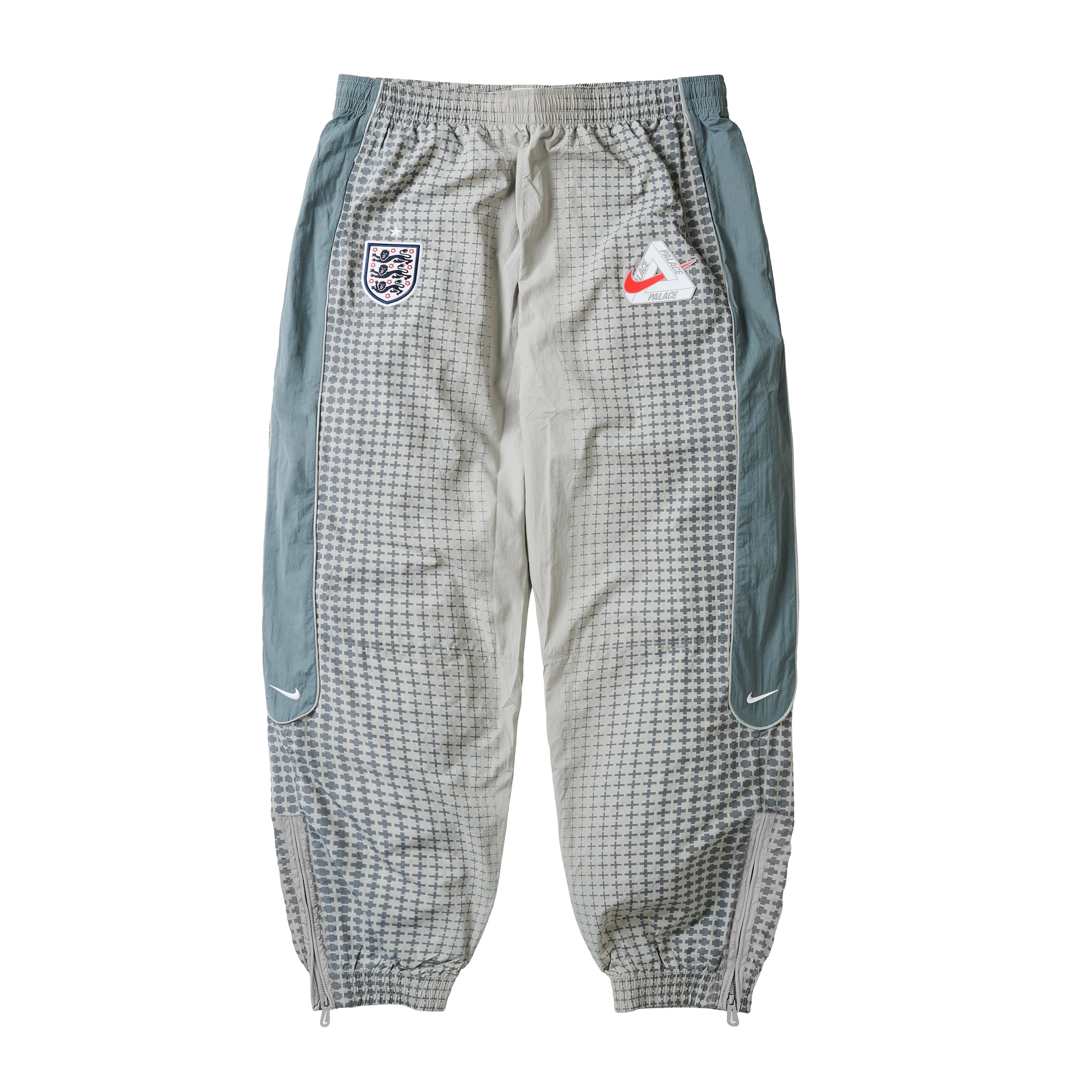 PALACE NIKE ENGLAND SOLO SWOOSH TRACK PANTS PEWTER GREY / COOL GREY / BRIGHT CRIMSON