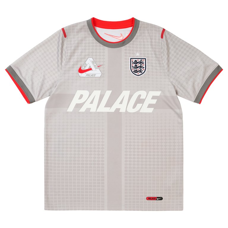 PALACE NIKE ENGLAND DRI-FIT ACADEMY PRO SHORT-SLEEVE FOOTBALL TOP PEWTER GREY / BRIGHT CRIMSON