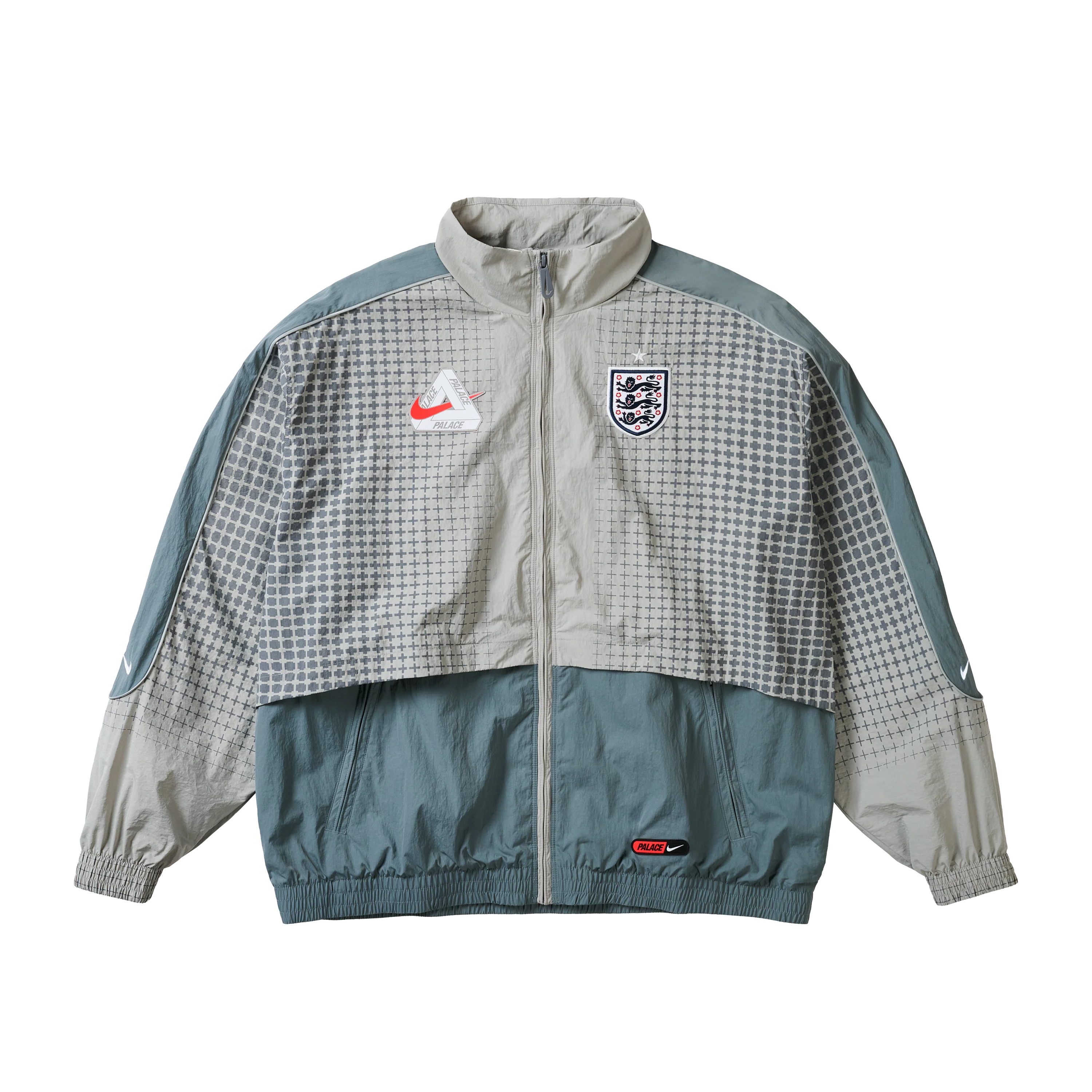 PALACE NIKE ENGLAND SOLO SWOOSH TRACK JACKET PEWTER GREY / COOL GREY