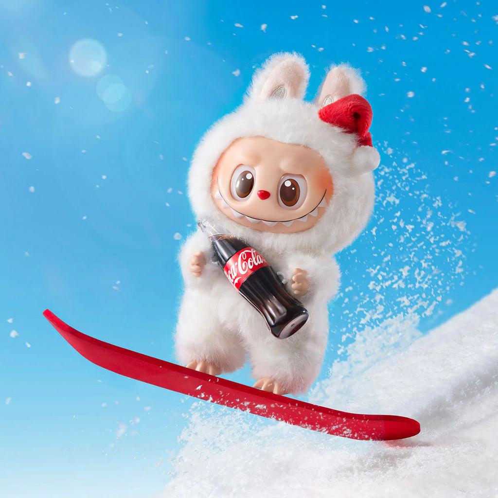 POP MART The Monsters Coca-Cola Series blind box with vinyl face plush pendant featuring fuzzy collectible character in Coca-Cola-themed design