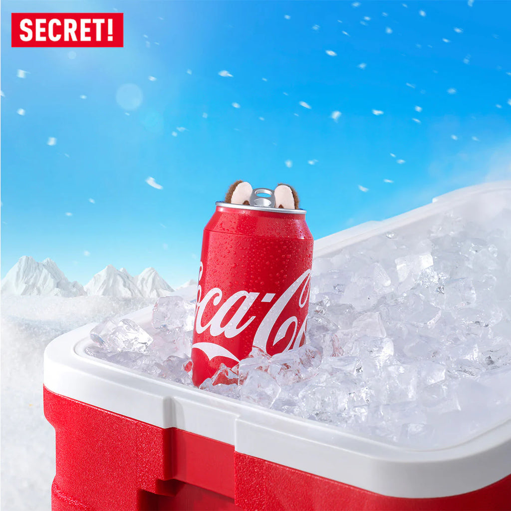 POP MART The Monsters Coca-Cola Series blind box with vinyl face plush pendant featuring fuzzy collectible character in Coca-Cola-themed design