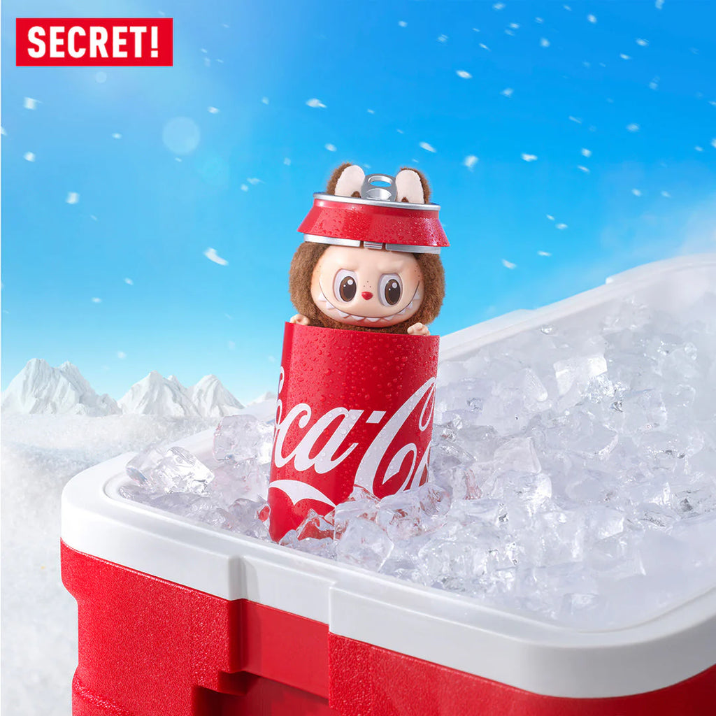 POP MART The Monsters Coca-Cola Series blind box with vinyl face plush pendant featuring fuzzy collectible character in Coca-Cola-themed design