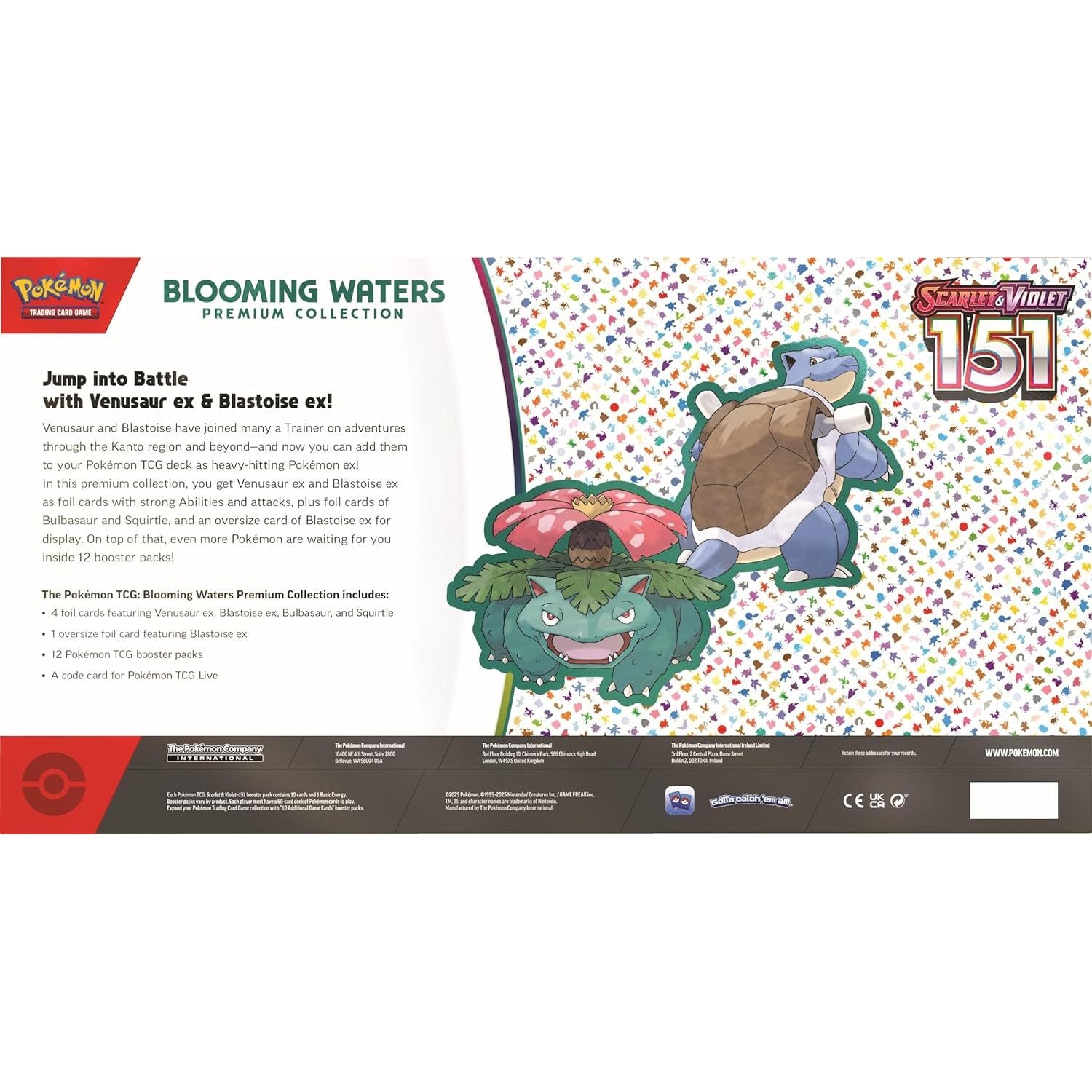 Pokémon TCG: Blooming Waters 151 Premium Collection with Venusaur ex, Blastoise ex, Bulbasaur, Squirtle, 12 booster packs & oversized Blastoise ex card. Shipped from NZ with AU delivery.