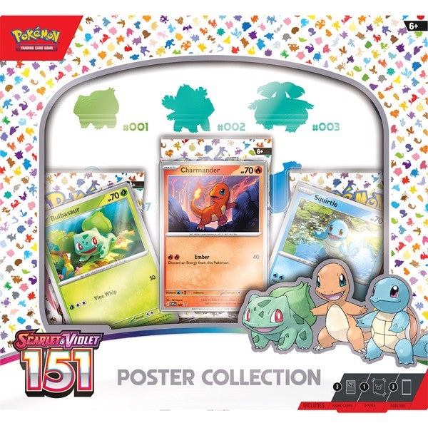 Pokémon TCG: 151 Poster Collection with 3 foil promo cards, 3 booster packs, themed poster & TCG Live code. Shipped from NZ with AU delivery available.