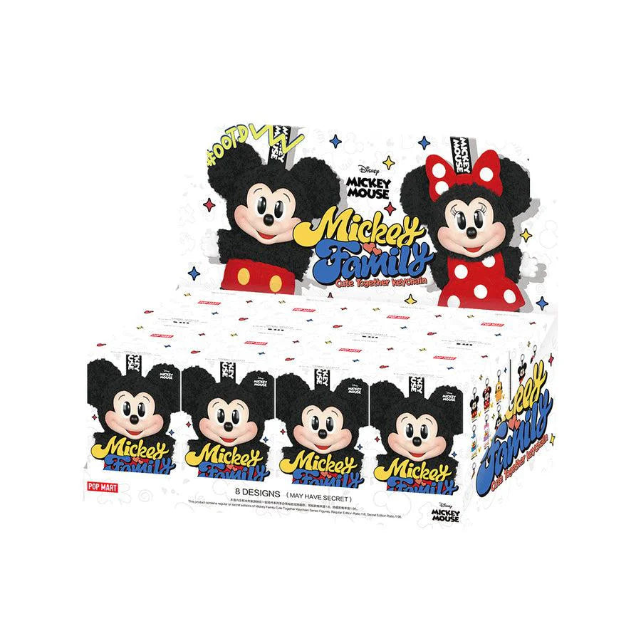 POP MART Mickey Family Together plush keychain — sealed case of 8 blind boxes with surprise Disney characters