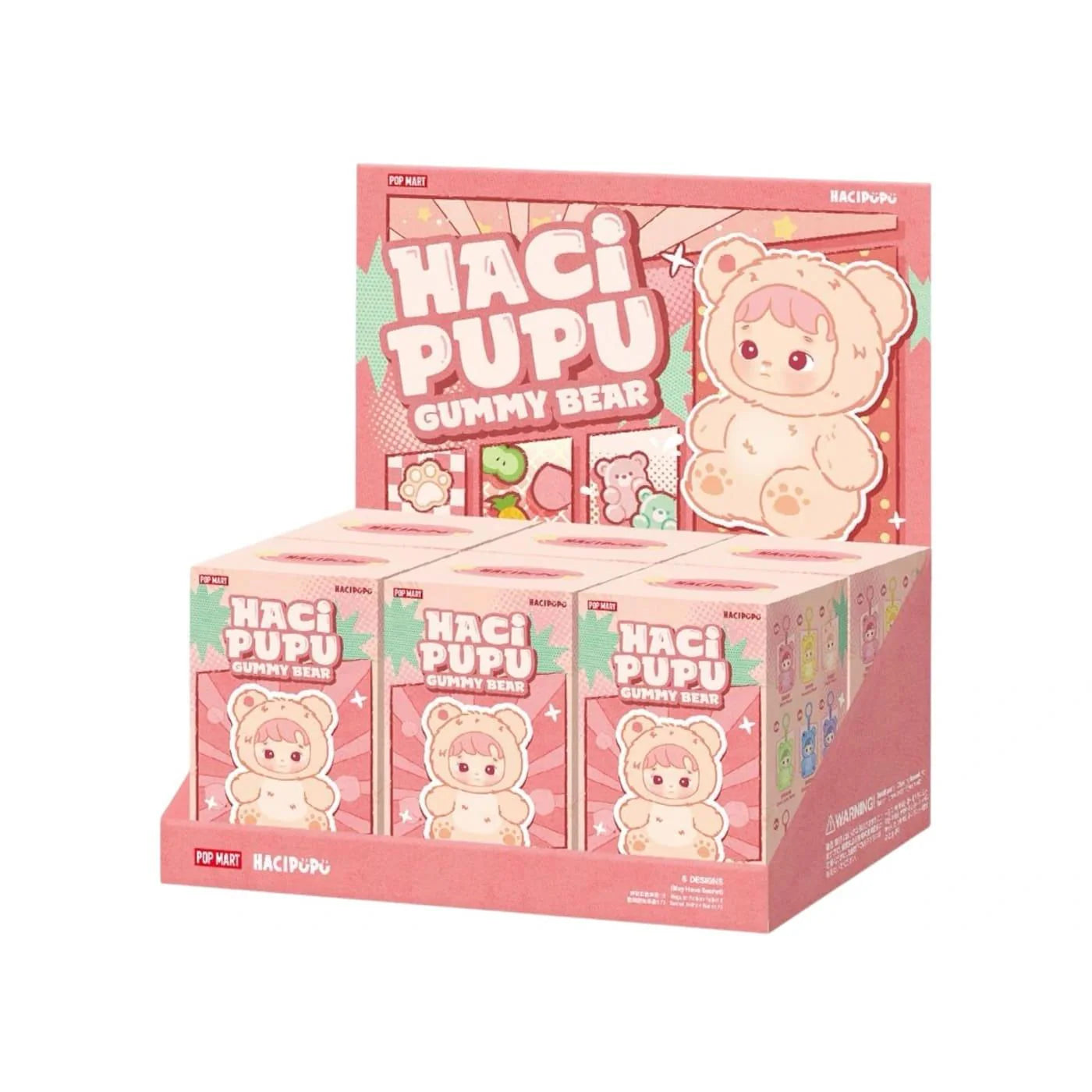 POP MART HACIPUPU Gummy Bear Series — sealed case of 6 blind box vinyl plush pendants
