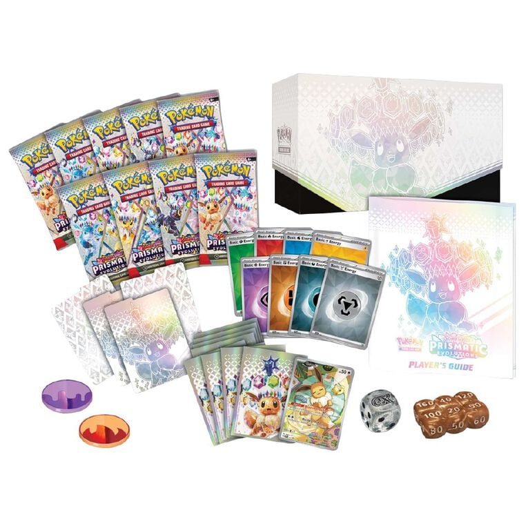 Pokémon TCG: Prismatic Evolutions Elite Trainer Box with 9 boosters, Eevee promo, sleeves & accessories. Shipped from NZ with delivery available to Australia.