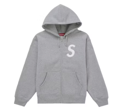 Supreme S Logo Zip Up Hooded Sweatshirt Heather Grey (FW25)
