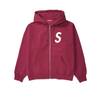Supreme S Logo Zip Up Hooded Sweatshirt Raspberry (25FW)