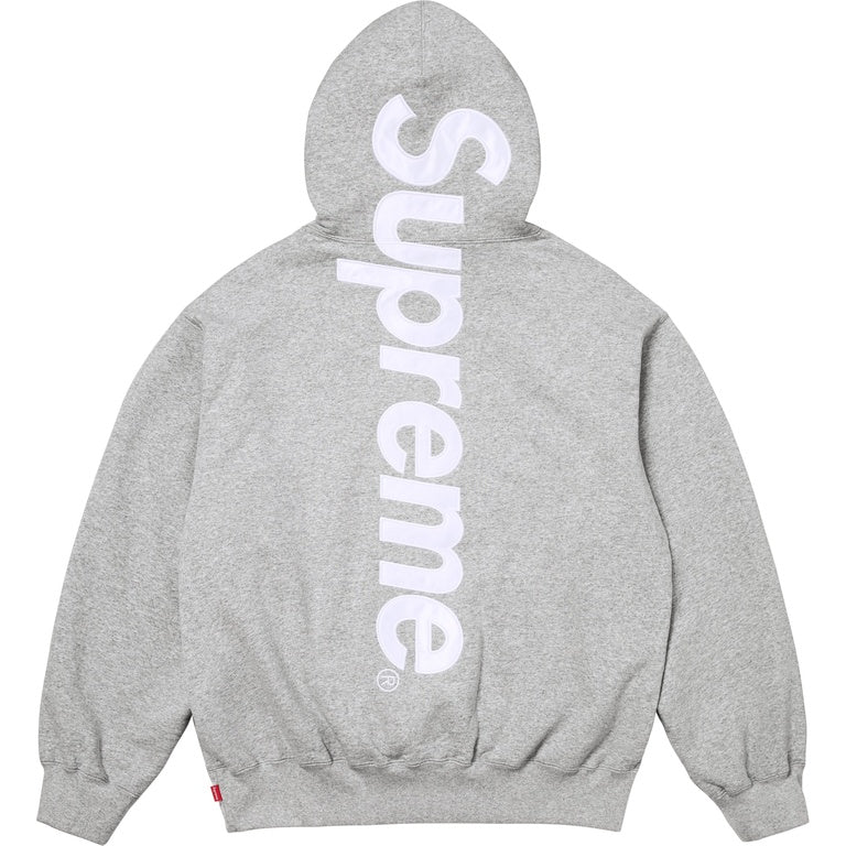 Supreme Satin Applique Hooded Sweatshirt (25FW) Heather Grey