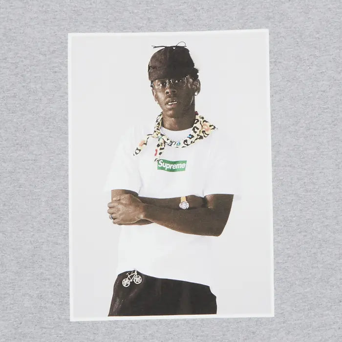Supreme Tyler, The Creator Tee in Heather Grey with bold front graphic and soft cotton construction for casual streetwear and fan appeal