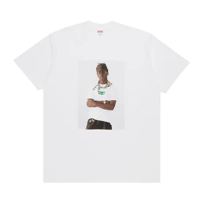 Supreme Tyler, The Creator Tee in White with bold front graphic and soft cotton fabric—perfect for standout streetwear and fan collections