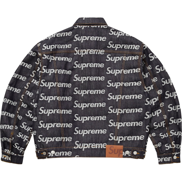Supreme Jacquard Logos Denim Trucker Jacket Indigo