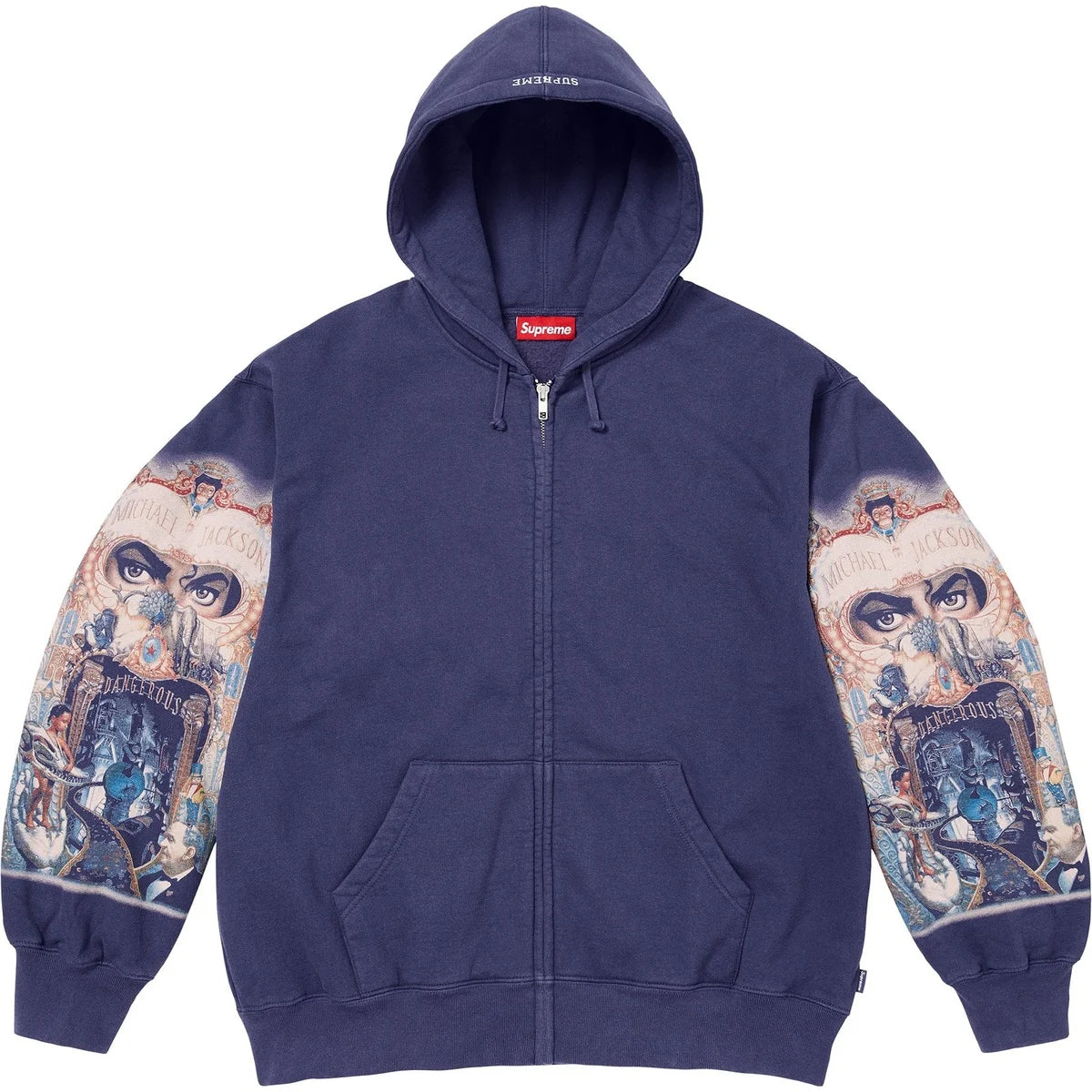 Supreme Michael Jackson Dangerous Zip Up Hooded Sweatshirt Washed Navy