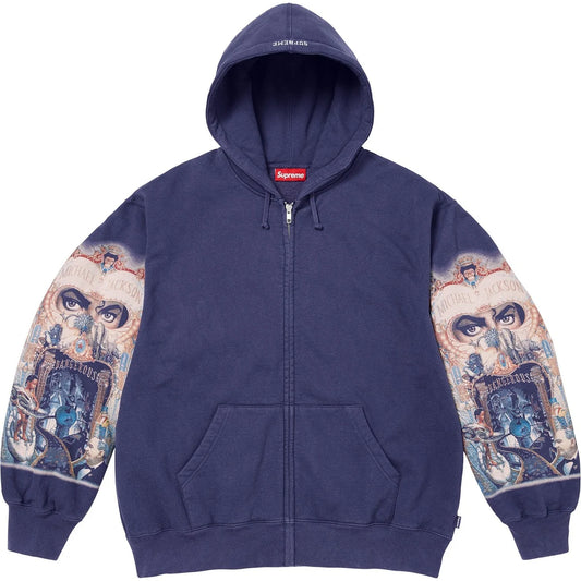 Supreme Michael Jackson Dangerous Zip Up Hooded Sweatshirt Washed Navy