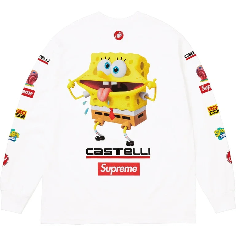 Supreme x SpongeBob Castelli Racing L/S Tee White