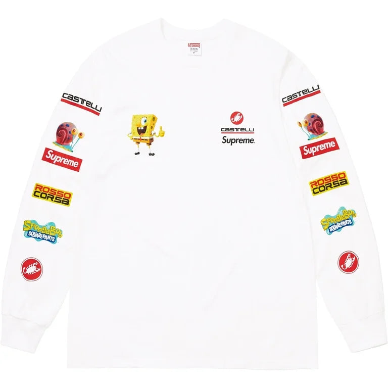 Supreme x SpongeBob Castelli Racing L/S Tee White