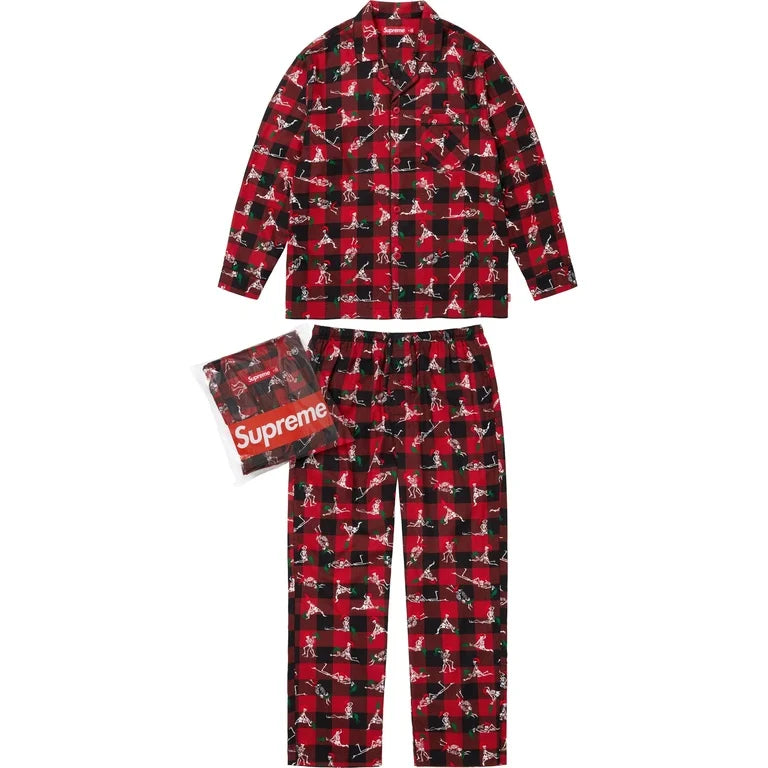 Supreme x Hanes Holiday Pajama Set Red