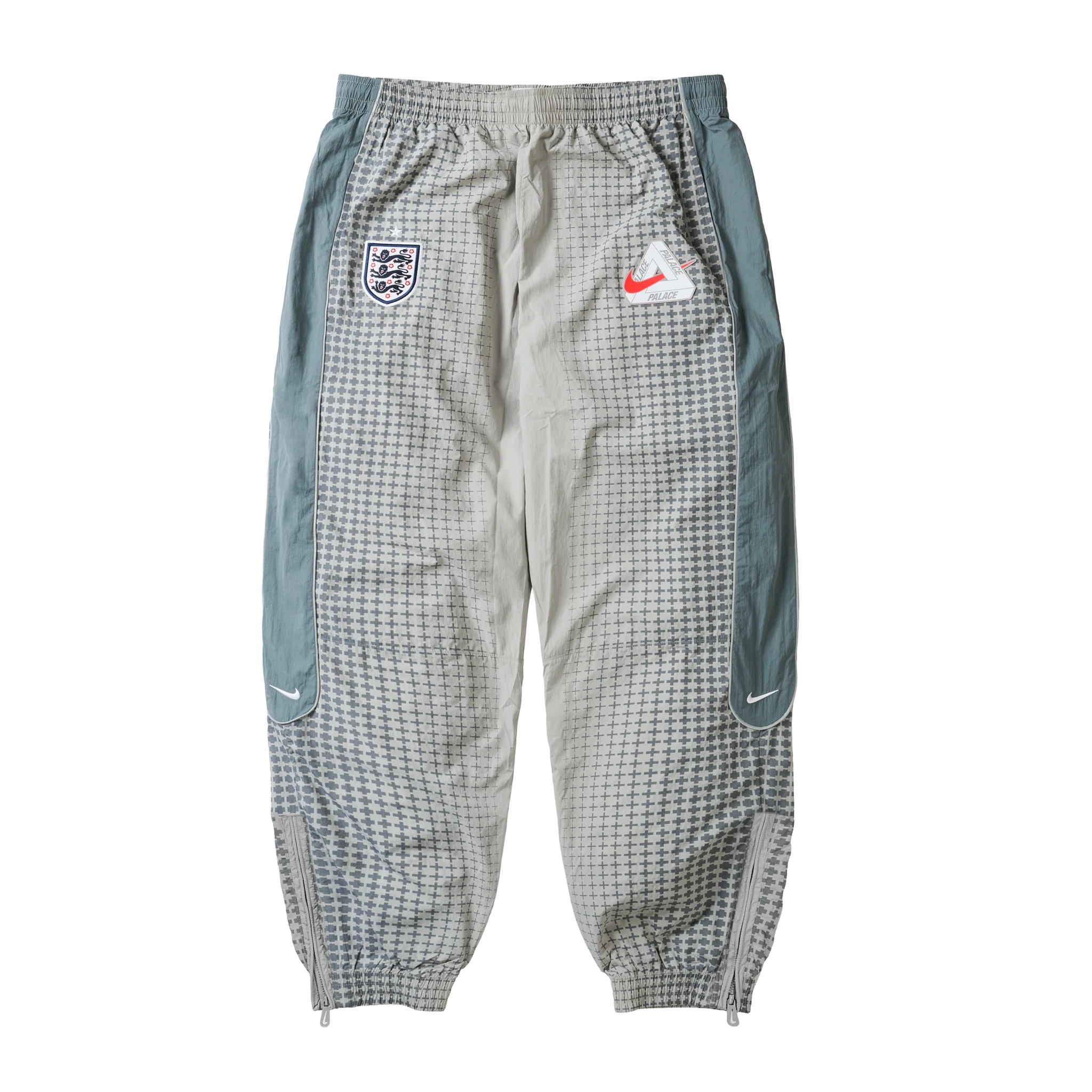 PALACE NIKE ENGLAND SOLO SWOOSH TRACK PANTS PEWTER GREY / COOL GREY / BRIGHT CRIMSON by prosper - prosper