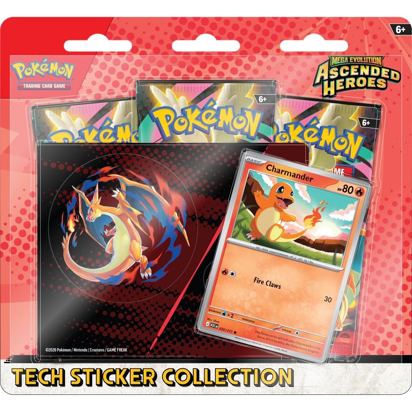 Pokemon TCG: Ascended Heroes Tech Sticker Collection Charmander (3 Booster Packs + Promo + Sticker) by prosper - prosper