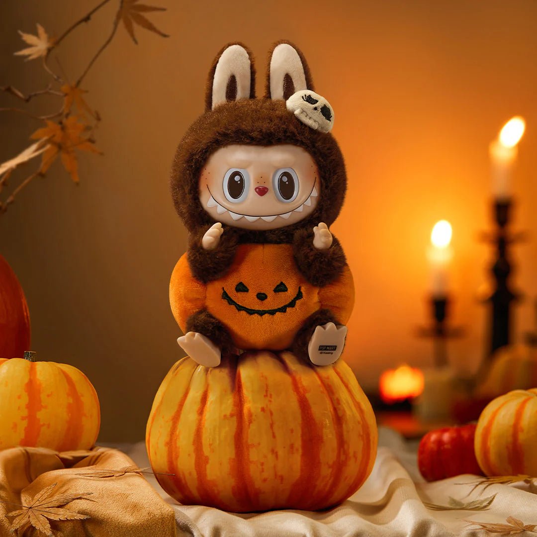 Pop Mart Labubu Happy Halloween Party Series-Sitting Pumpkin Vinyl Plush Pendant Collectable by Prosper Boutique - prosper