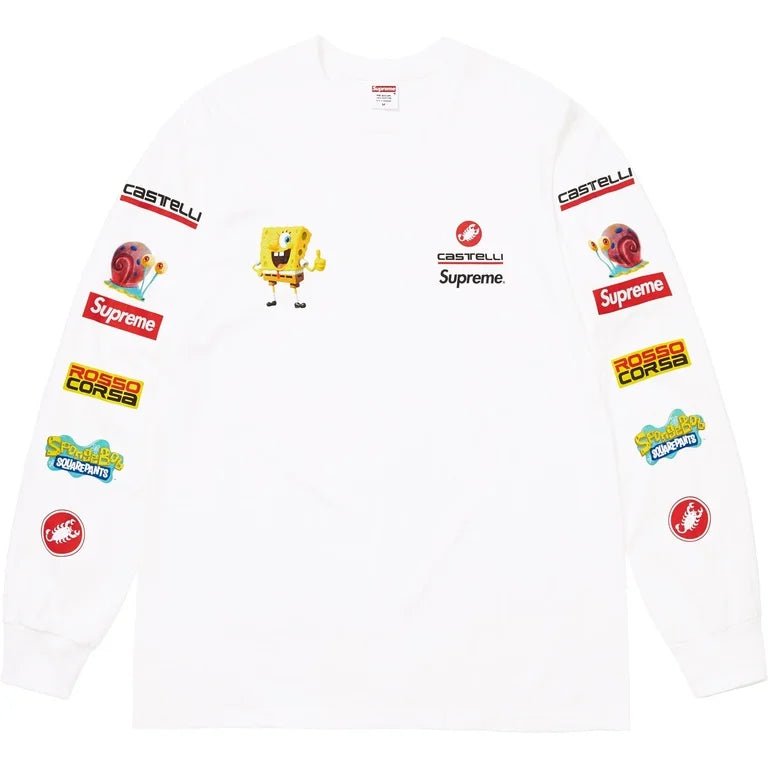 Supreme x SpongeBob Castelli Racing L/S Tee White T-Shirt by Prosper Boutique NZ - prosper