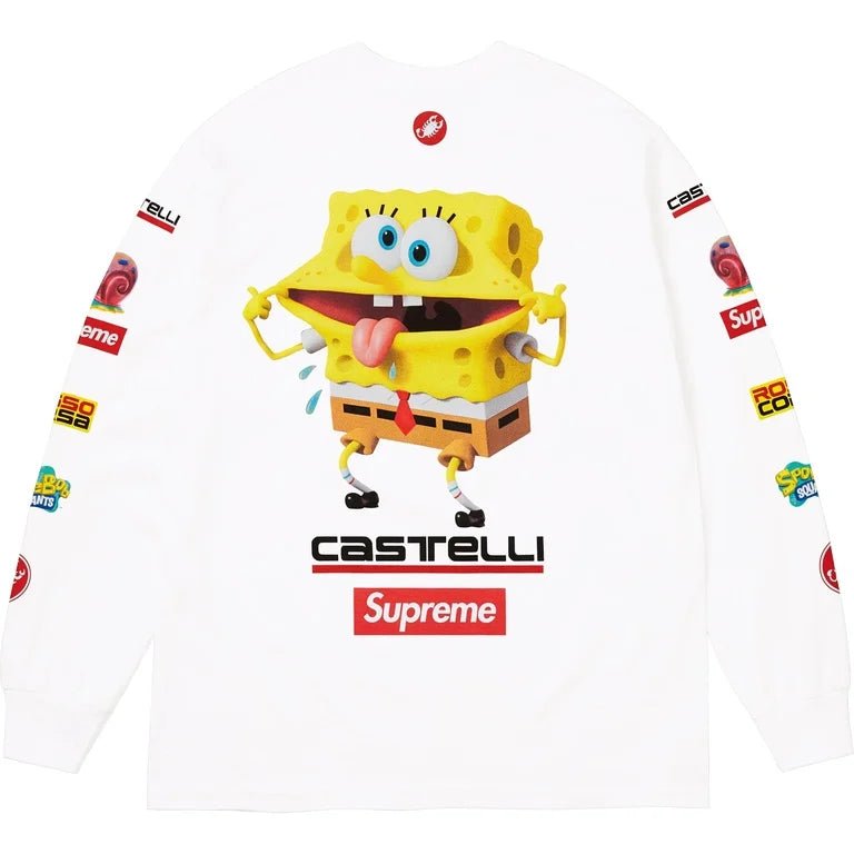 Supreme x SpongeBob Castelli Racing L/S Tee White T-Shirt by Prosper Boutique NZ - prosper